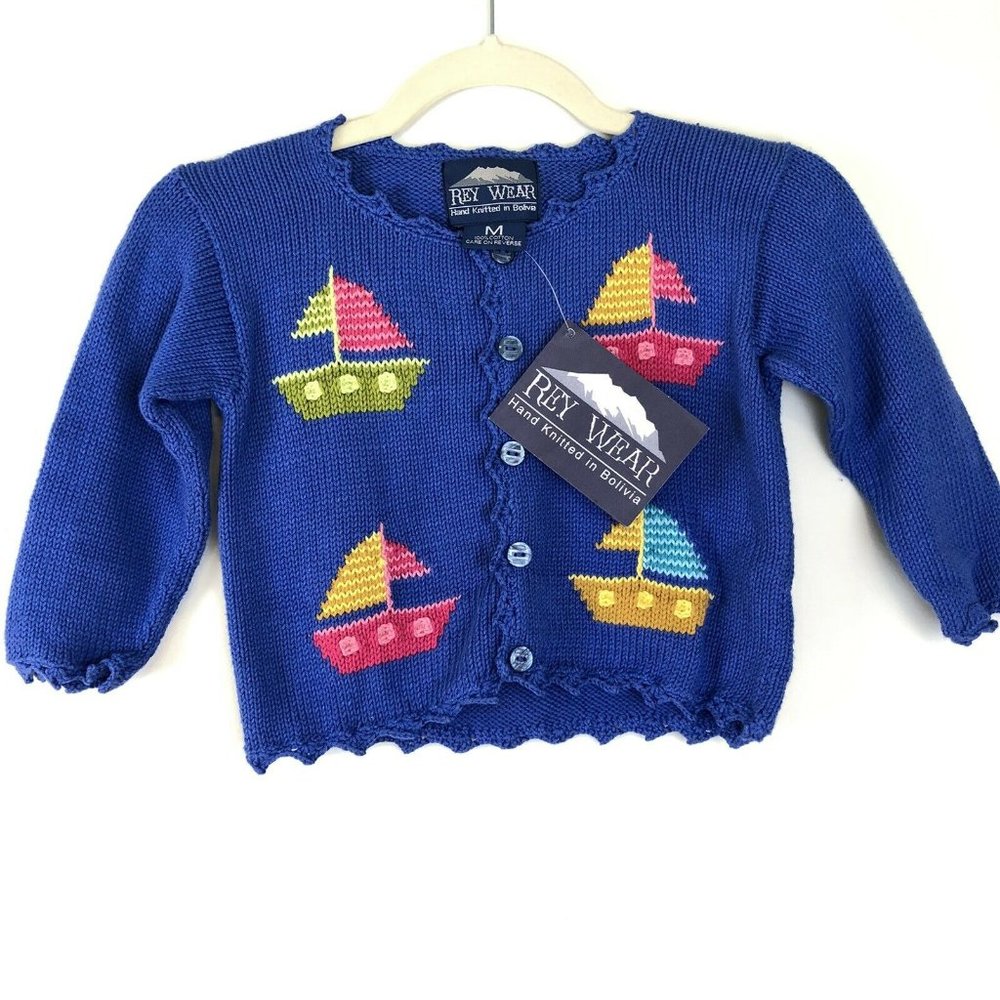 Rey Wear Button Down Cardigan Sweater Hand Knit